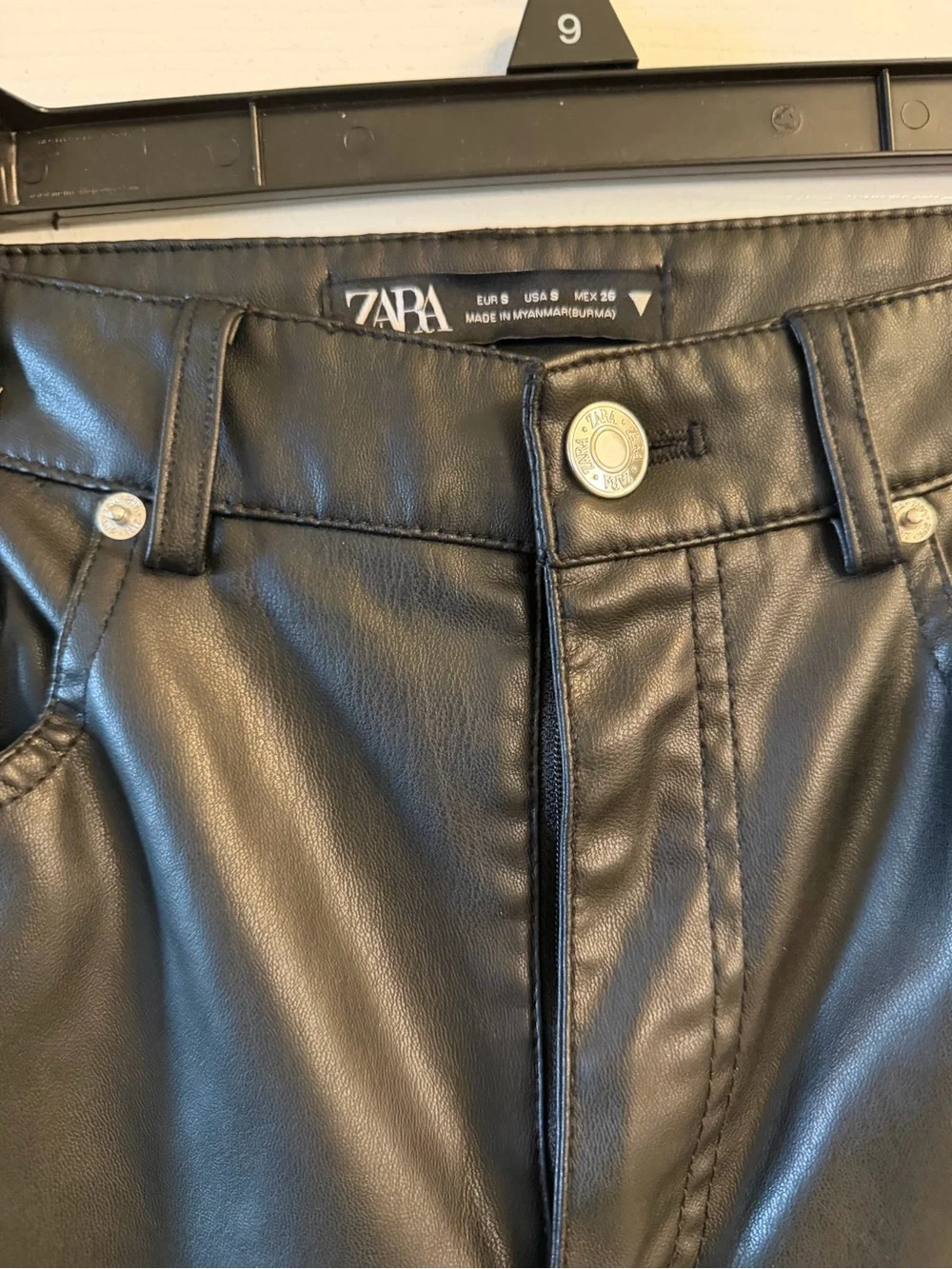 Zara Women's Straight Faux Leather Pants - Black